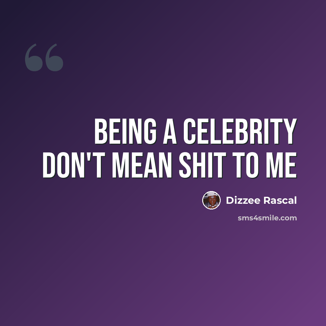 “Being a celebrity don't mean shit to me” quote by Dizzee Rascal