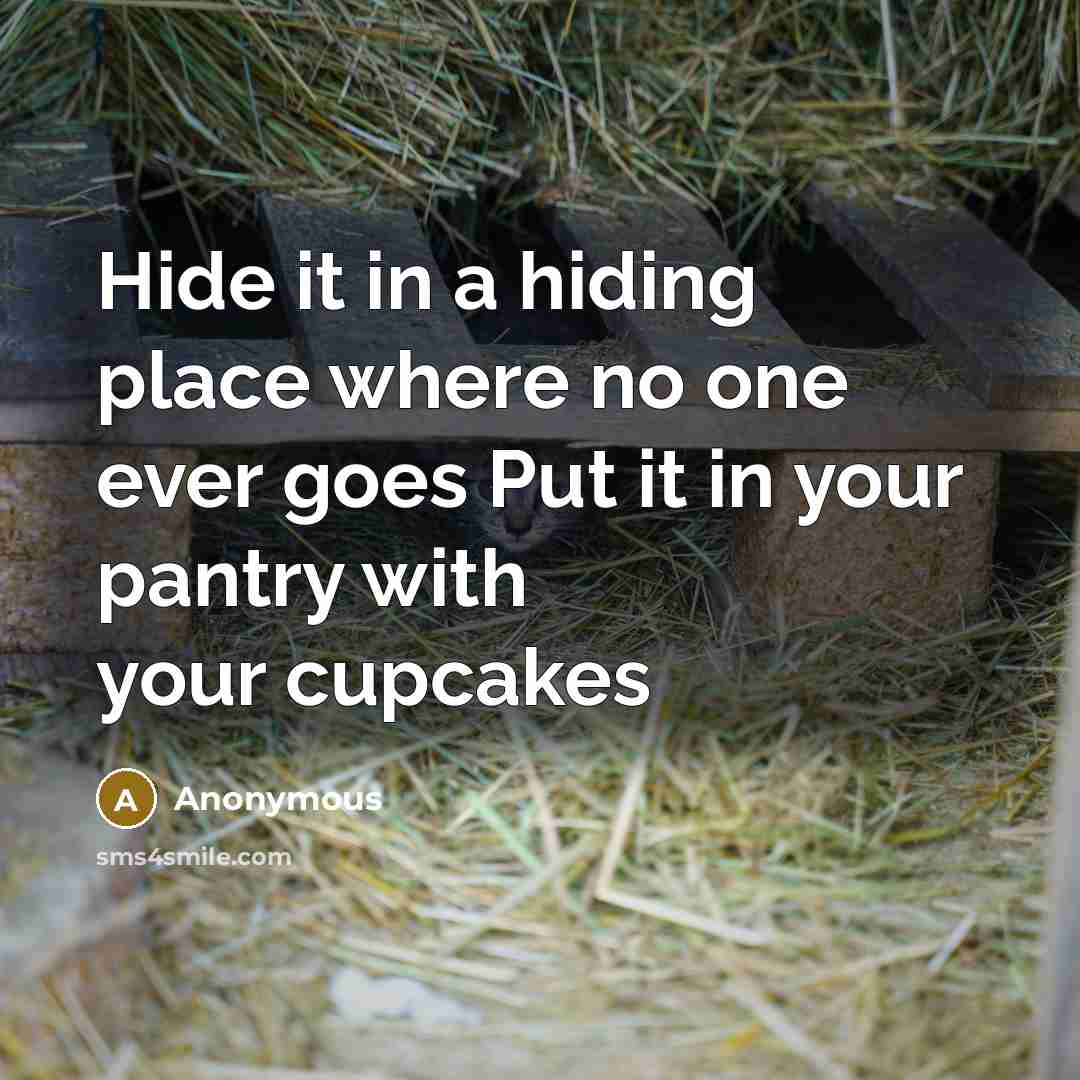 “Hide it in a hiding place where no one ever goes Put it in your pantry with your cupcakes” quote by Anonymous