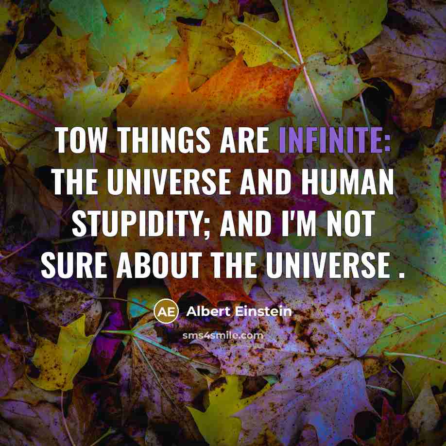 “Tow things are infinite: the universe and human stupidity; and I'm not sure about the universe .” quote by Albert Einstein