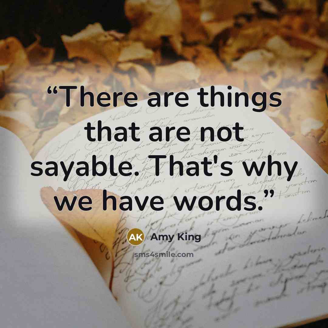 “There are things that are not sayable. That's why we have words.” quote by Amy King