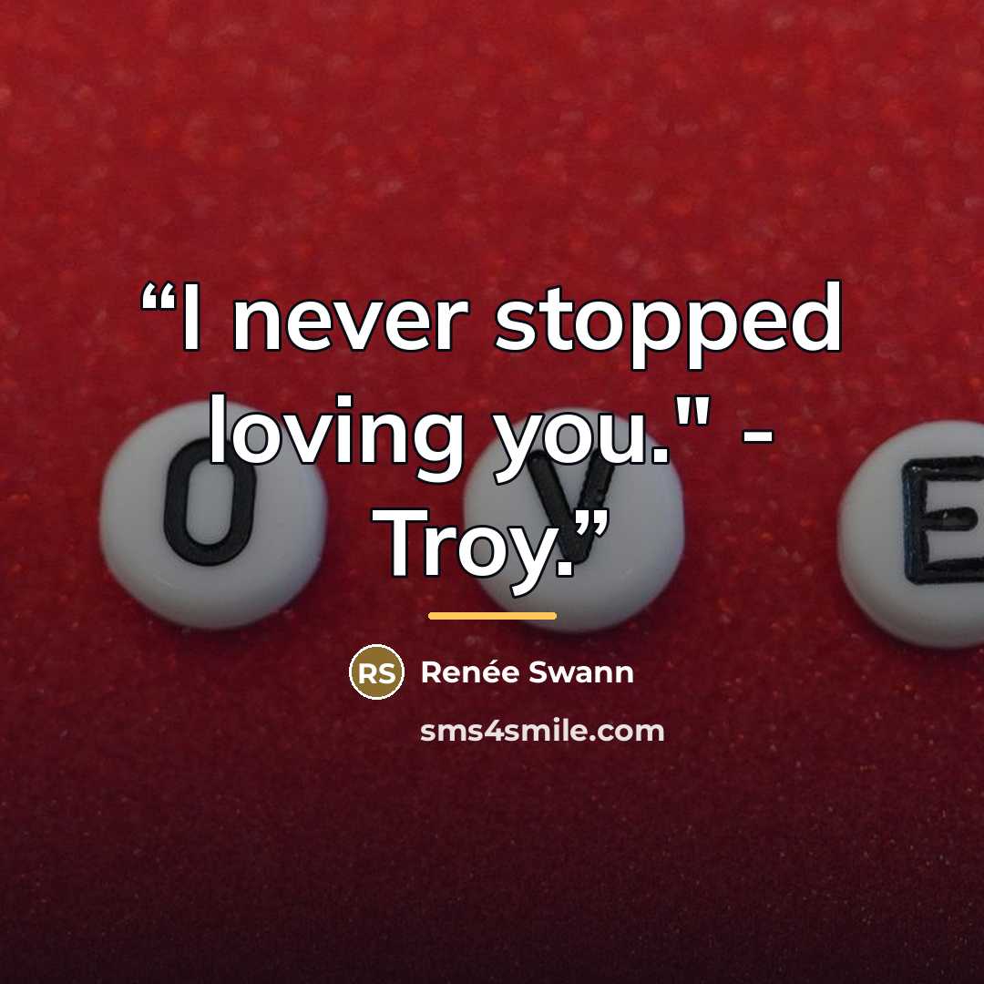 “I never stopped loving you." - Troy.” quote by Renée Swann