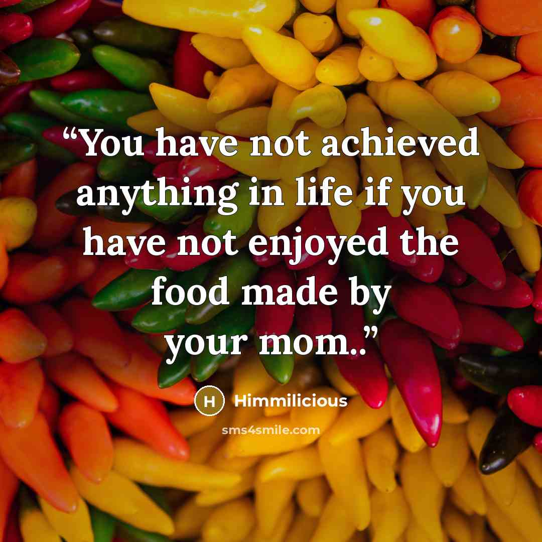 “You have not achieved anything in life if you have not enjoyed the food made by your mom..” quote by Himmilicious