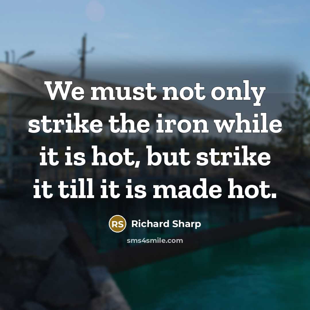 “We must not only strike the iron while it is hot, but strike it till it is made hot.” quote by Richard Sharp