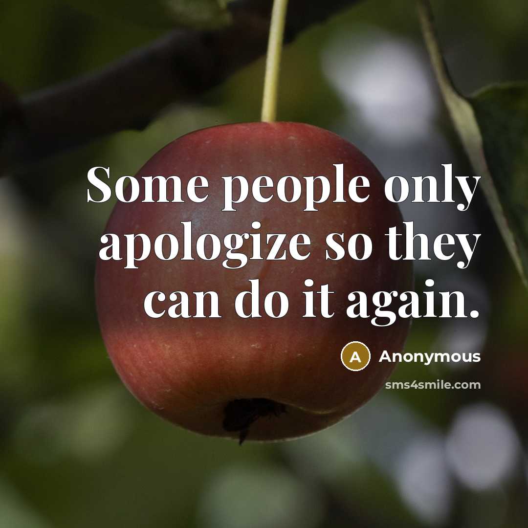 “Some people only apologize so they can do it again.” quote by Anonymous