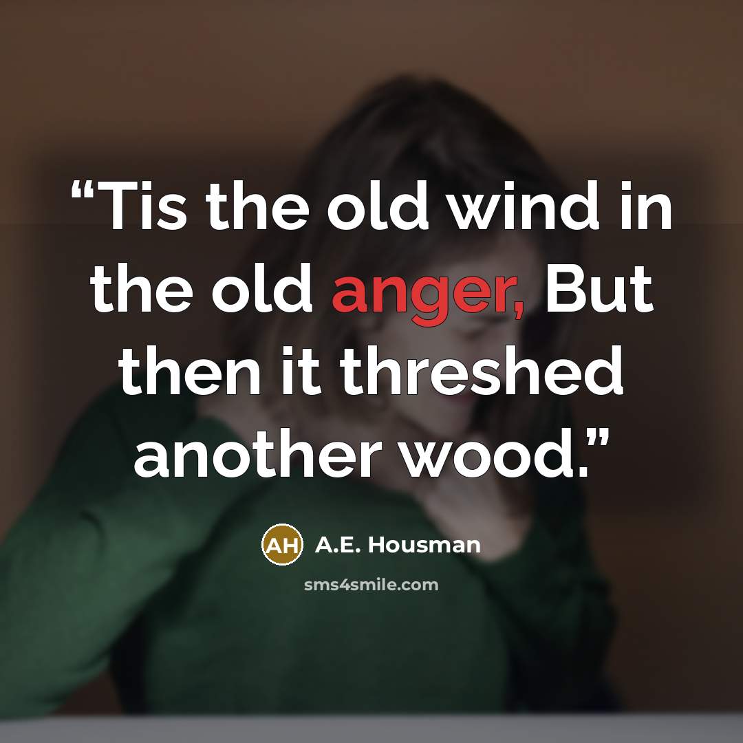 “Tis the old wind in the old anger, But then it threshed another wood.” quote by A.E. Housman