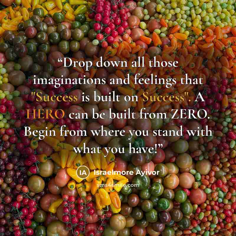 “Drop down all those imaginations and feelings that "Success is built on Success". A HERO can be built from ZERO. Begin from where you stand with what you have!” quote by Israelmore Ayivor