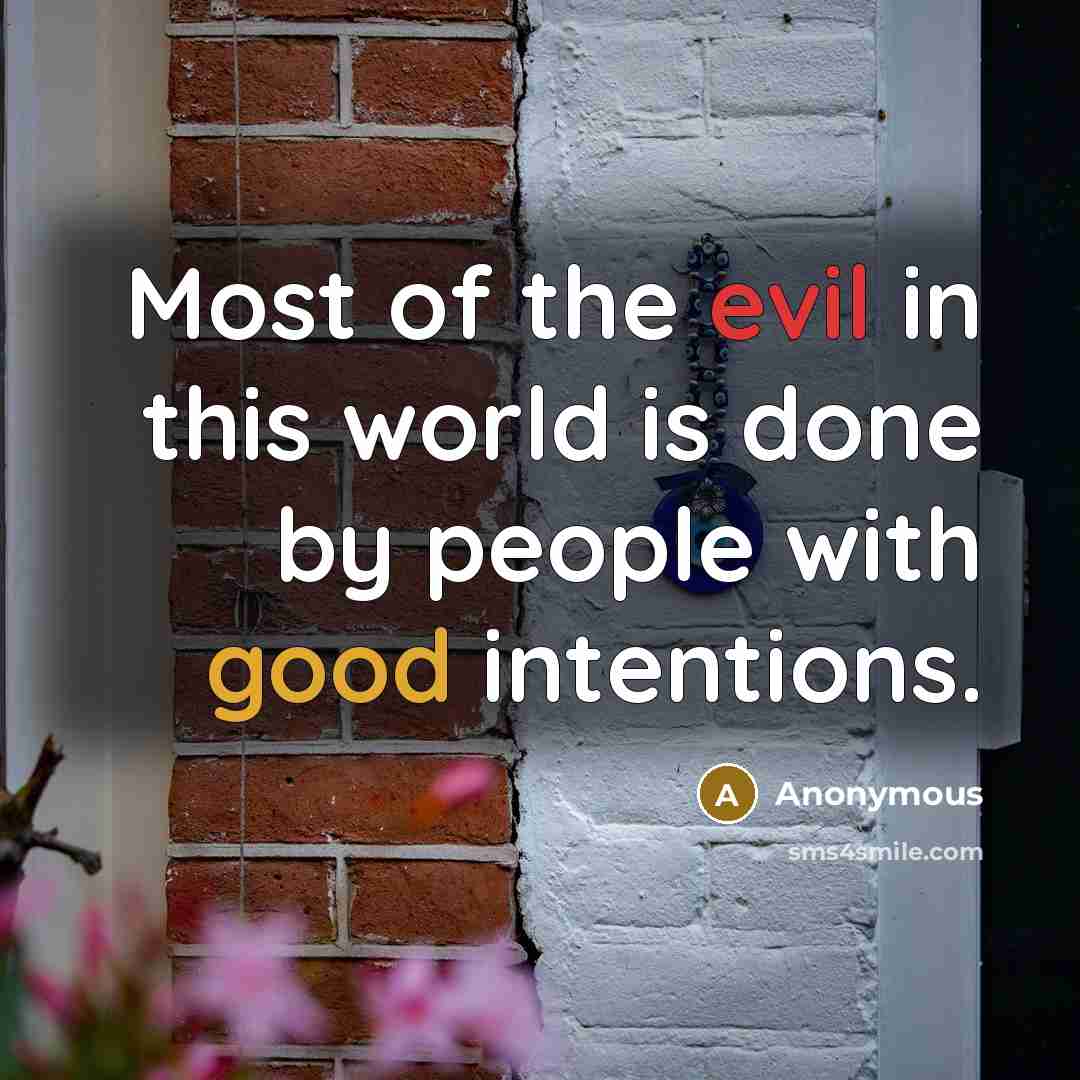 “Most of the evil in this world is done by people with good intentions.” quote by Anonymous