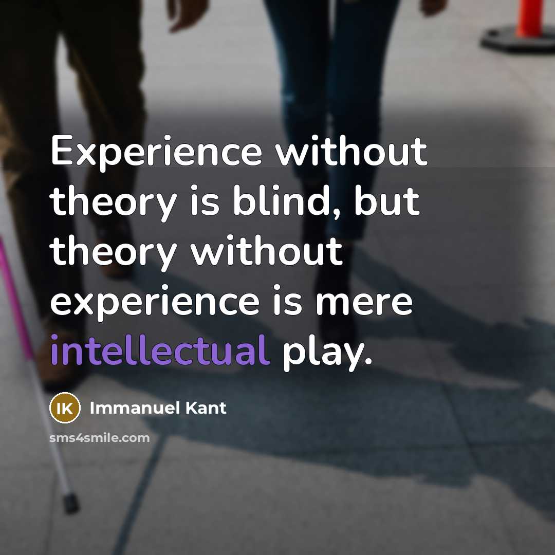 “Experience without theory is blind, but theory without experience is mere intellectual play.” quote by Immanuel Kant