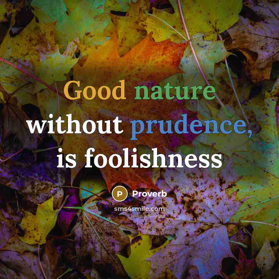 “Good nature without prudence, is foolishness” quote by Proverb