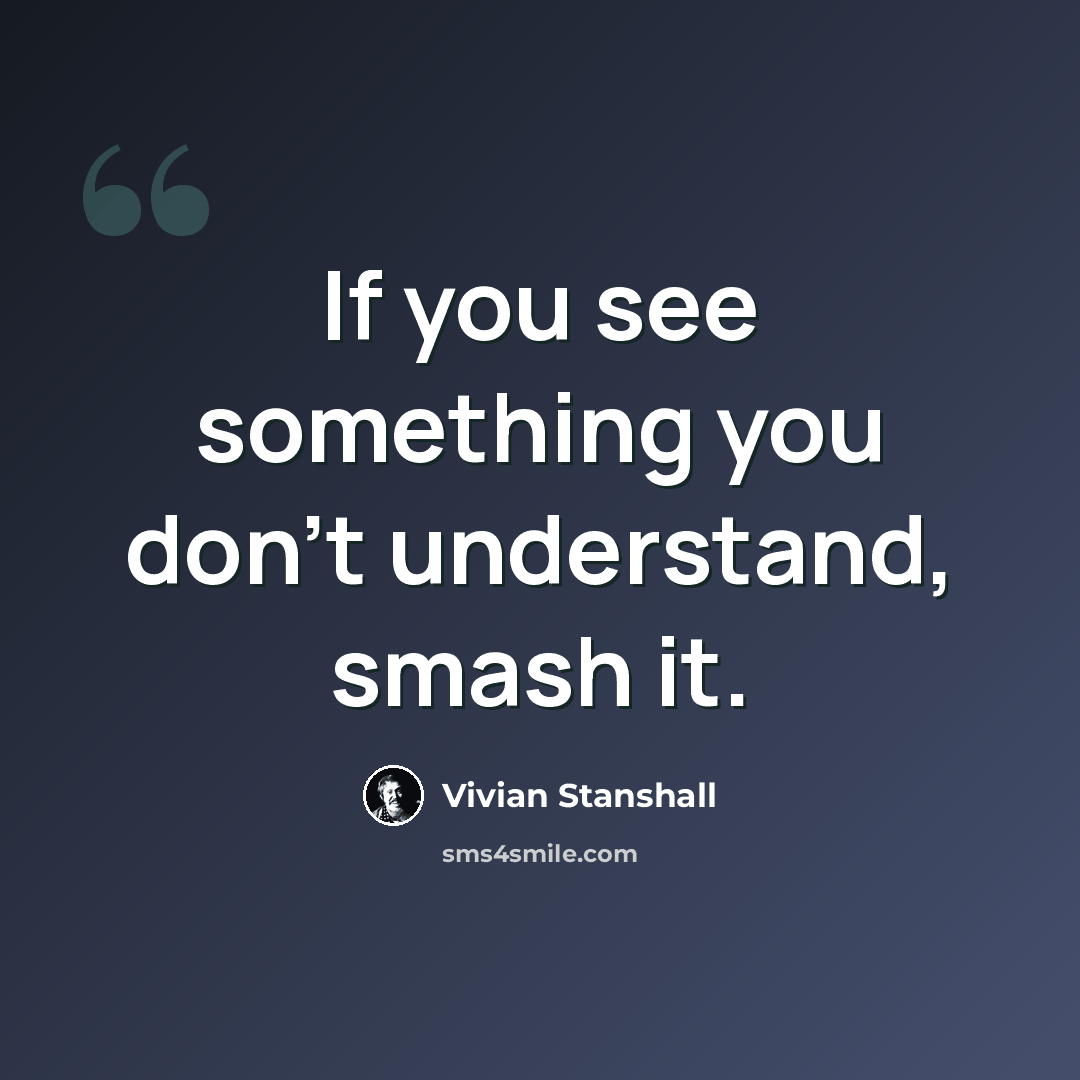 “If you see something you don't understand, smash it.” quote by Vivian Stanshall