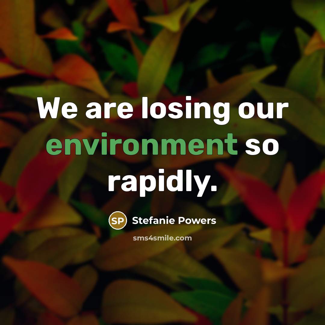 “We are losing our environment so rapidly.” quote by Stefanie Powers