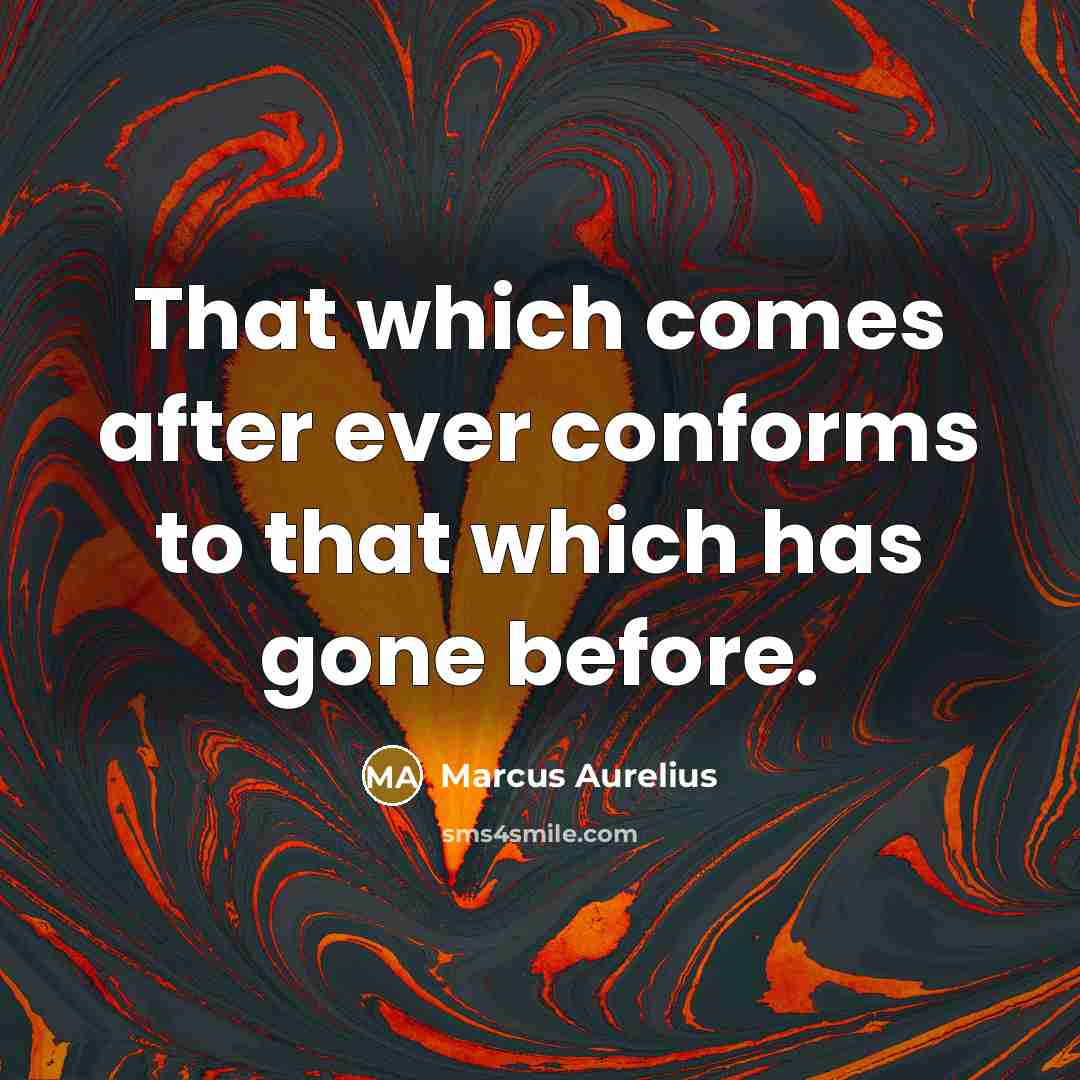 “That which comes after ever conforms to that which has gone before.” quote by Marcus Aurelius
