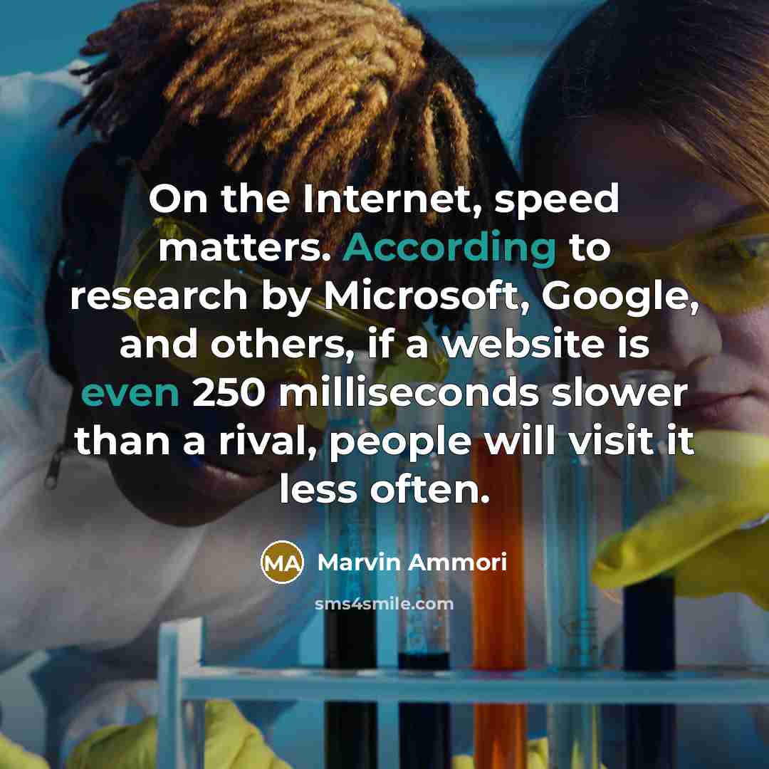 “On the Internet, speed matters. According to research by Microsoft, Google, and others, if a website is even 250 milliseconds slower than a rival, people will visit it less often.” quote by Marvin Ammori