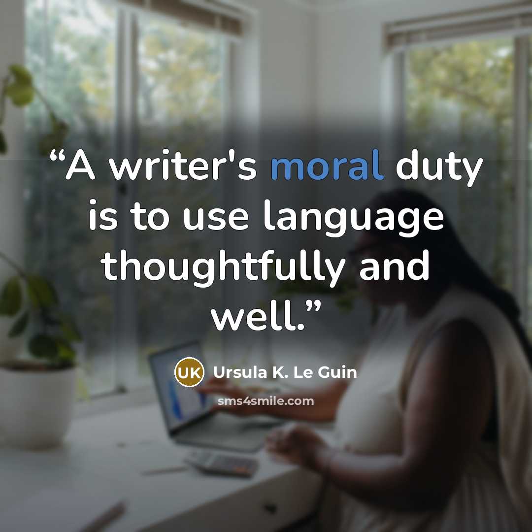“A writer's moral duty is to use language thoughtfully and well.” quote by Ursula K. Le Guin