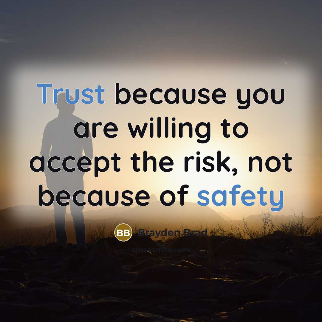 “Trust because you are willing to accept the risk, not because of safety” quote by Brayden Brad