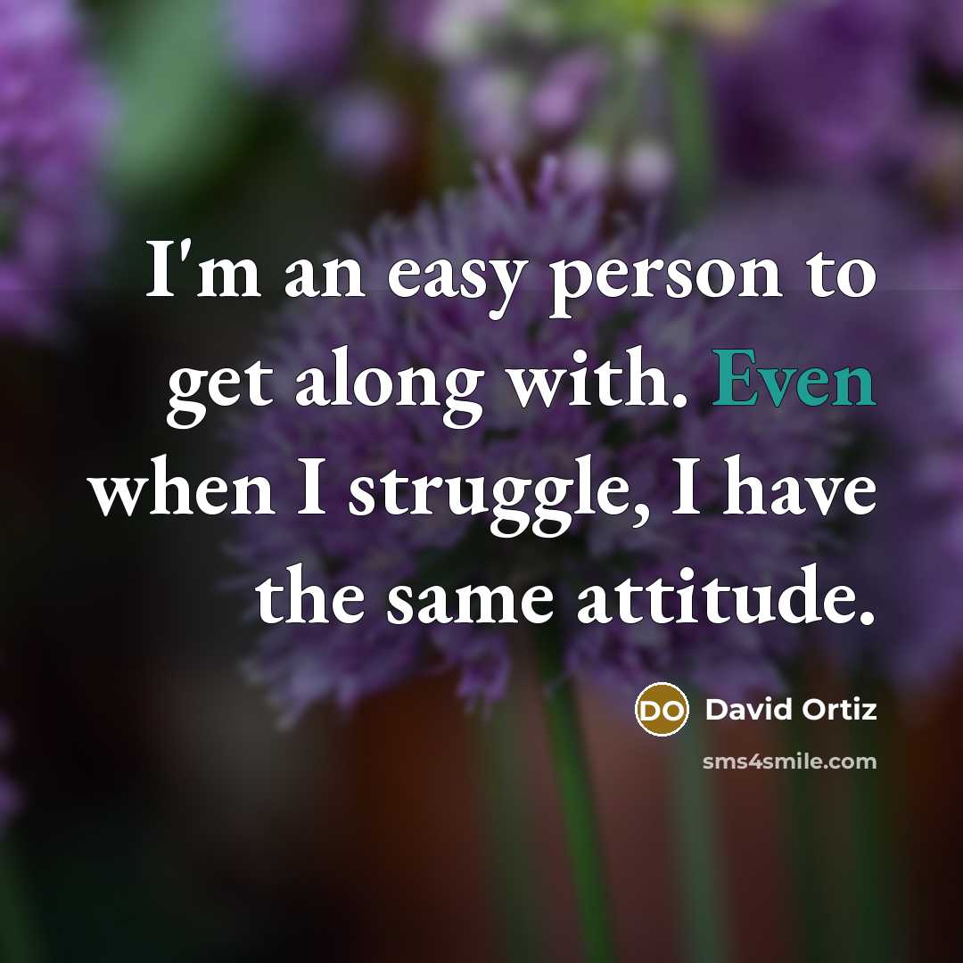 “I'm an easy person to get along with. Even when I struggle, I have the same attitude.” quote by David Ortiz