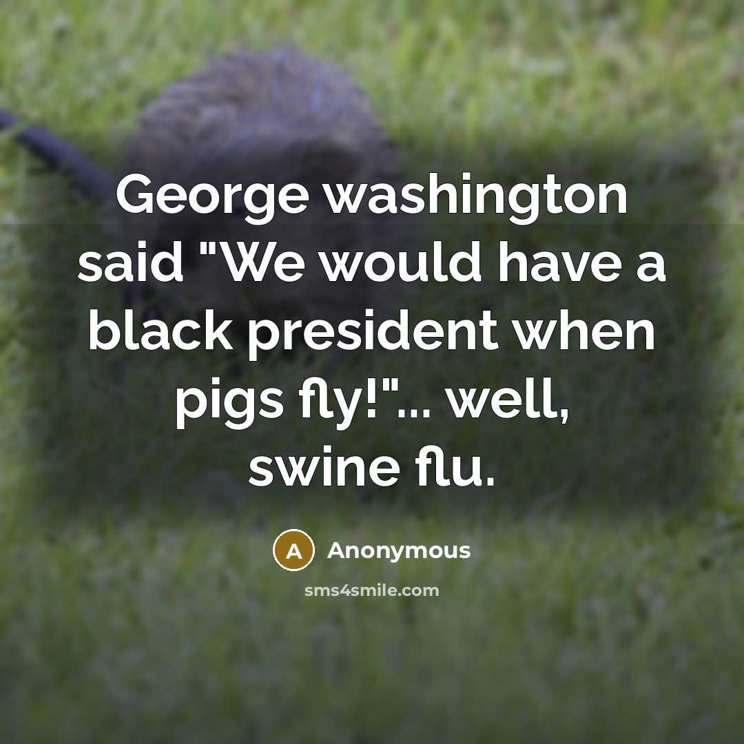 “George washington said "We would have a black president when pigs fly!"... well, swine flu.” quote by Anonymous