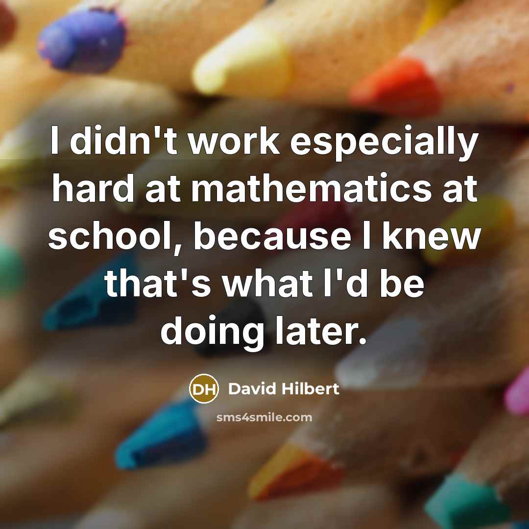 “I didn't work especially hard at mathematics at school, because I knew that's what I'd be doing later.” quote by David Hilbert