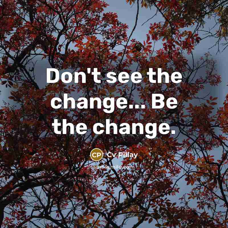 “Don't see the change... Be the change.” quote by Cv Pillay