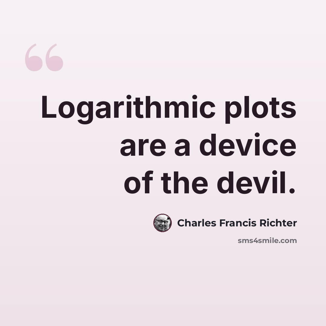 “Logarithmic plots are a device of the devil.” quote by Charles Francis Richter