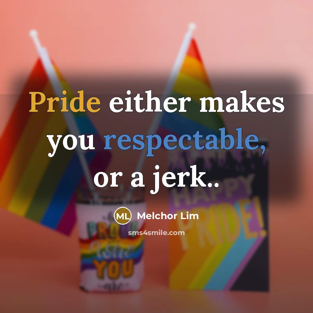 “Pride either makes you respectable, or a jerk..” quote by Melchor Lim