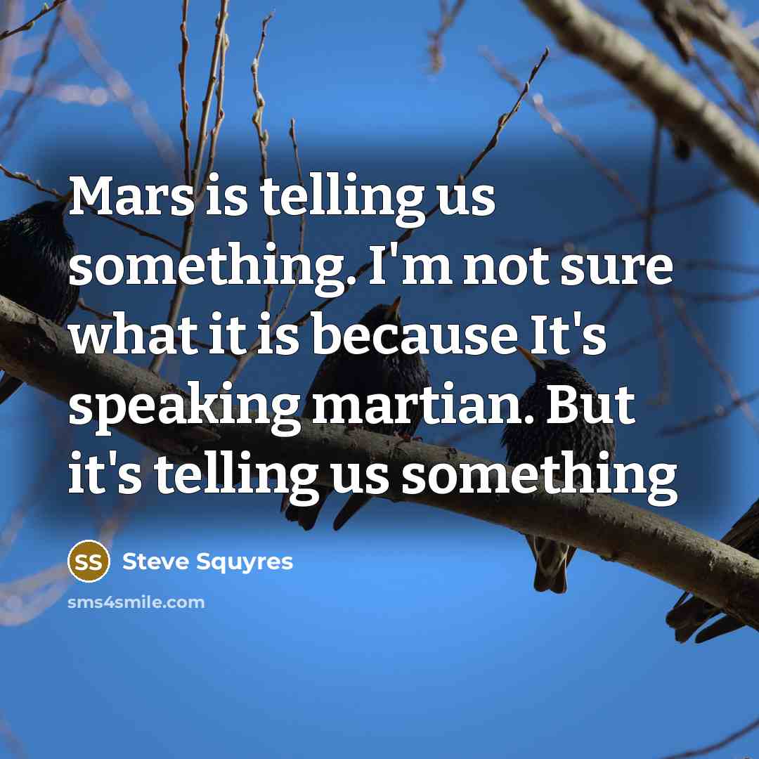 “Mars is telling us something. I'm not sure what it is because It's speaking martian. But it's telling us something” quote by Steve Squyres
