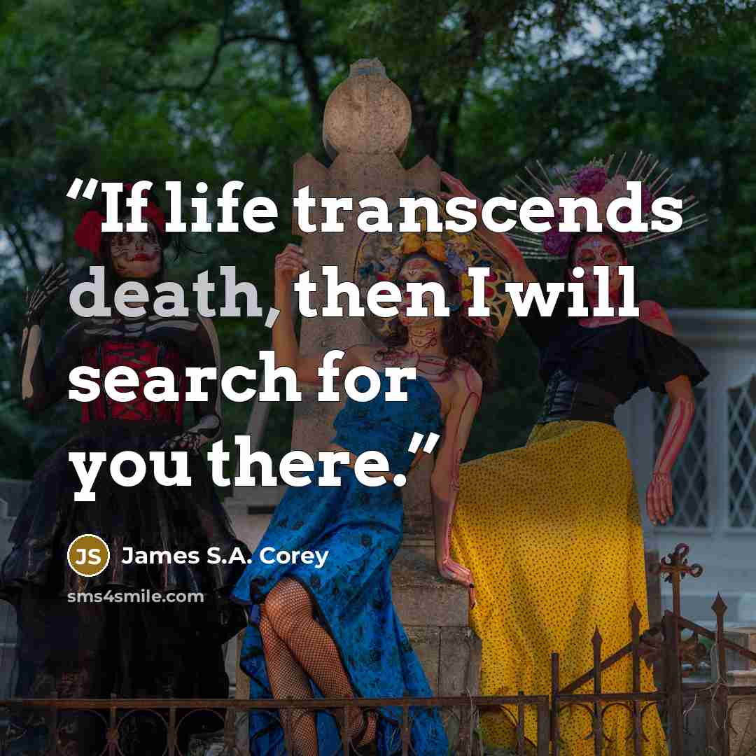 “If life transcends death, then I will search for you there.” quote by James S.A. Corey