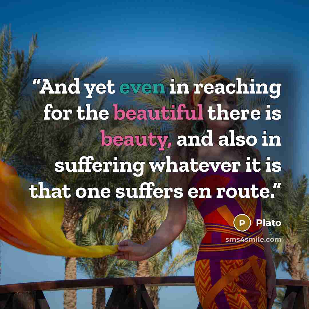 “And yet even in reaching for the beautiful there is beauty, and also in suffering whatever it is that one suffers en route.” quote by Plato