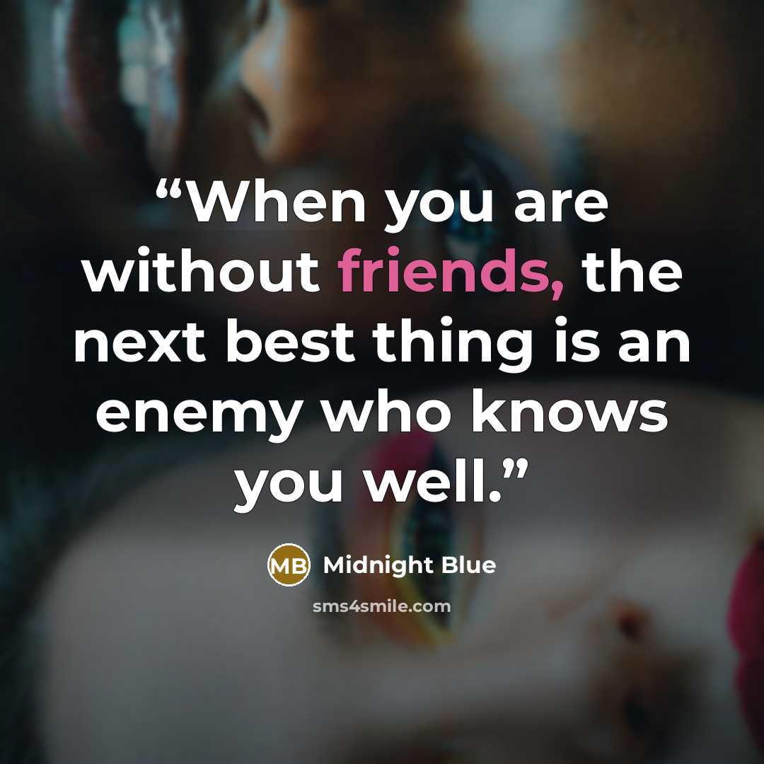 “When you are without friends, the next best thing is an enemy who knows you well.” quote by Midnight Blue