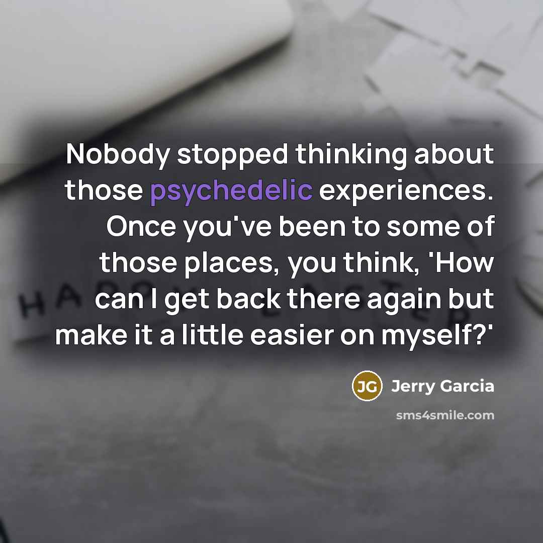 “Nobody stopped thinking about those psychedelic experiences. Once you've been to some of those places, you think, 'How can I get back there again but make it a little easier on myself?'” quote by Jerry Garcia