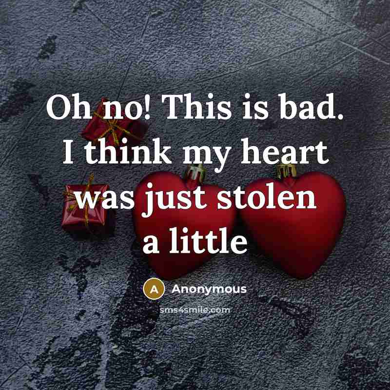 “Oh no! This is bad. I think my heart was just stolen a little” quote by Anonymous
