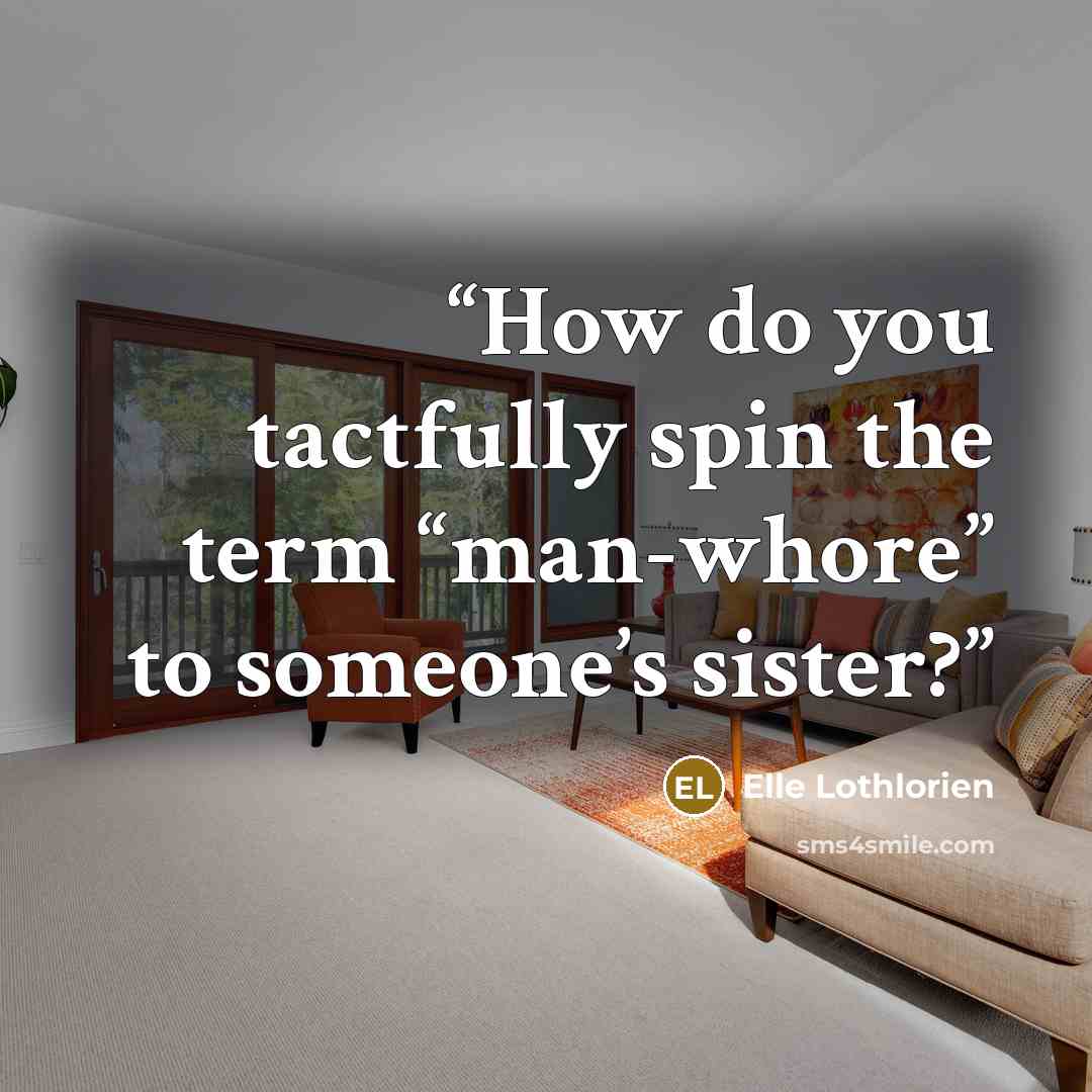 “How do you tactfully spin the term “man-whore” to someone’s sister?” quote by Elle Lothlorien