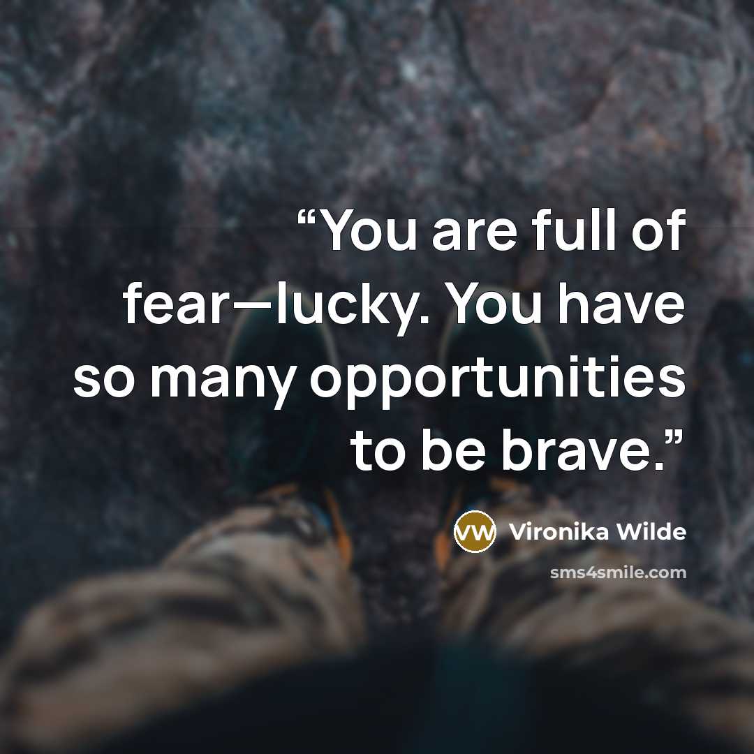 “You are full of fear—lucky. You have so many opportunities to be brave.” quote by Vironika Wilde