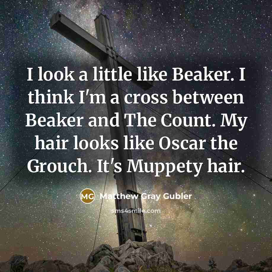 “I look a little like Beaker. I think I'm a cross between Beaker and The Count. My hair looks like Oscar the Grouch. It's Muppety hair.” quote by Matthew Gray Gubler