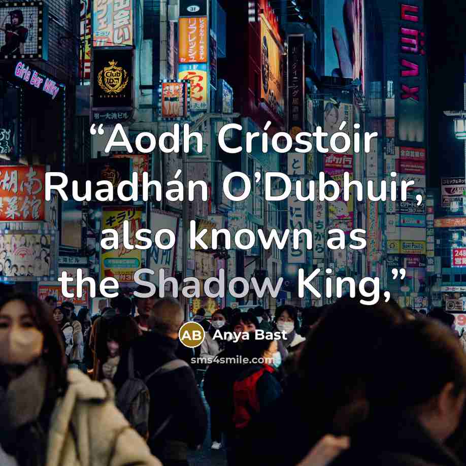 “Aodh Críostóir Ruadhán O’Dubhuir, also known as the Shadow King,” quote by Anya Bast