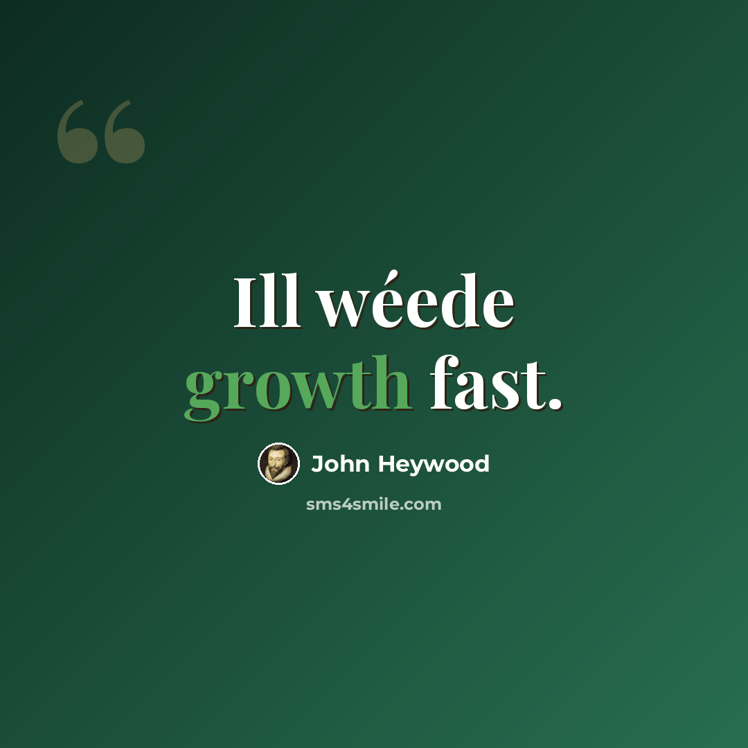 “Ill wéede growth fast.” quote by John Heywood
