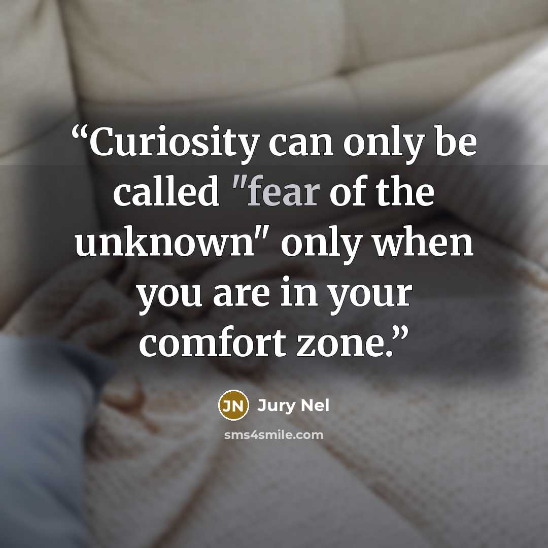 “Curiosity can only be called "fear of the unknown" only when you are in your comfort zone.” quote by Jury Nel
