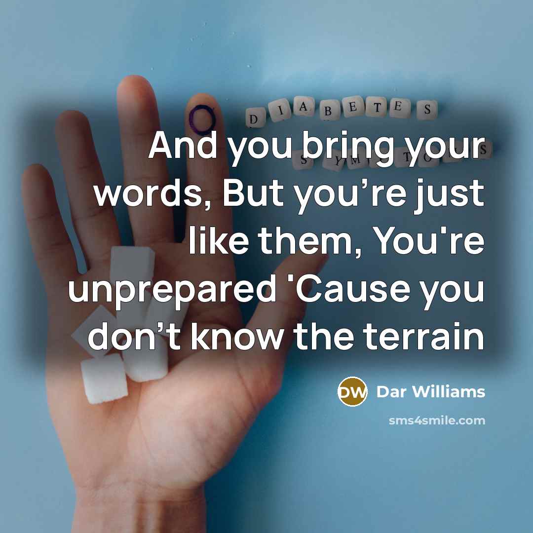 “And you bring your words, But you're just like them, You're unprepared 'Cause you don't know the terrain” quote by Dar Williams