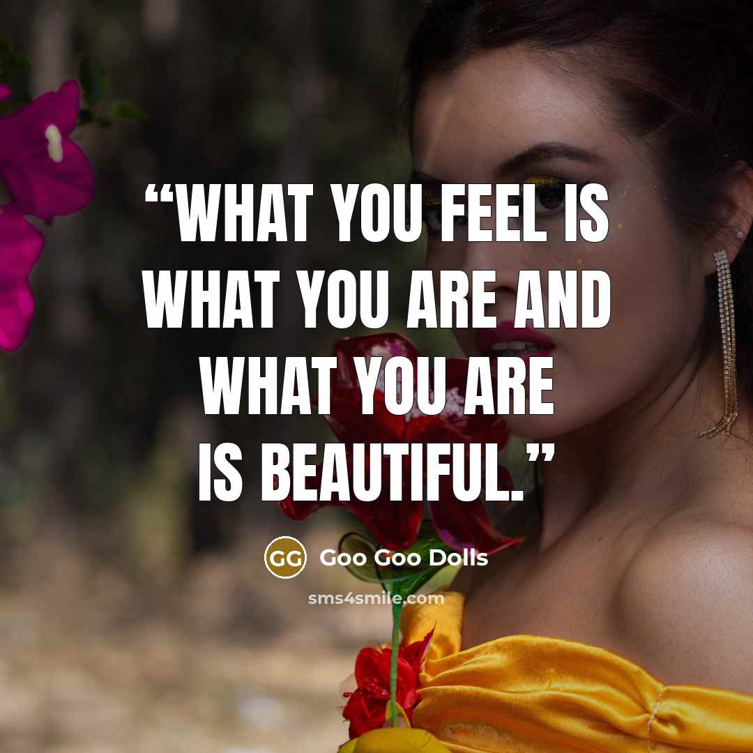 “What you feel is what you are and what you are is beautiful.” quote by Goo Goo Dolls