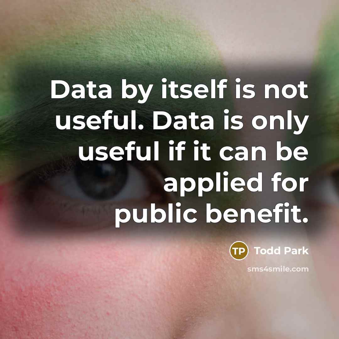 “Data by itself is not useful. Data is only useful if it can be applied for public benefit.” quote by Todd Park