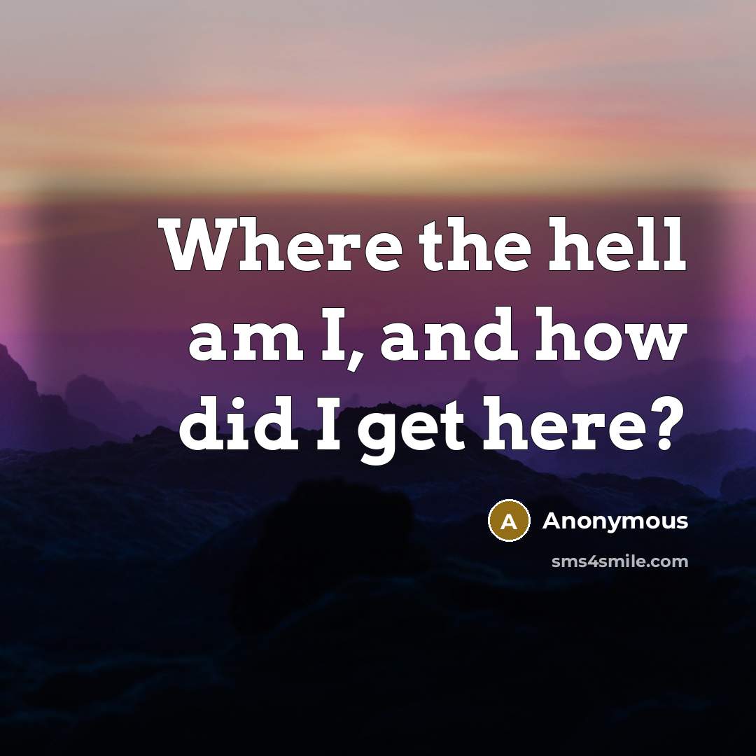 “Where the hell am I, and how did I get here?” quote by Anonymous