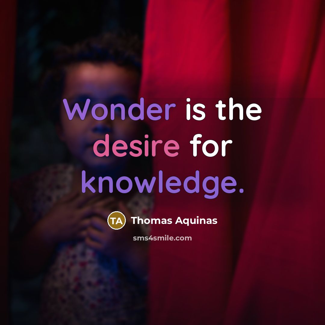 “Wonder is the desire for knowledge.” quote by Thomas Aquinas