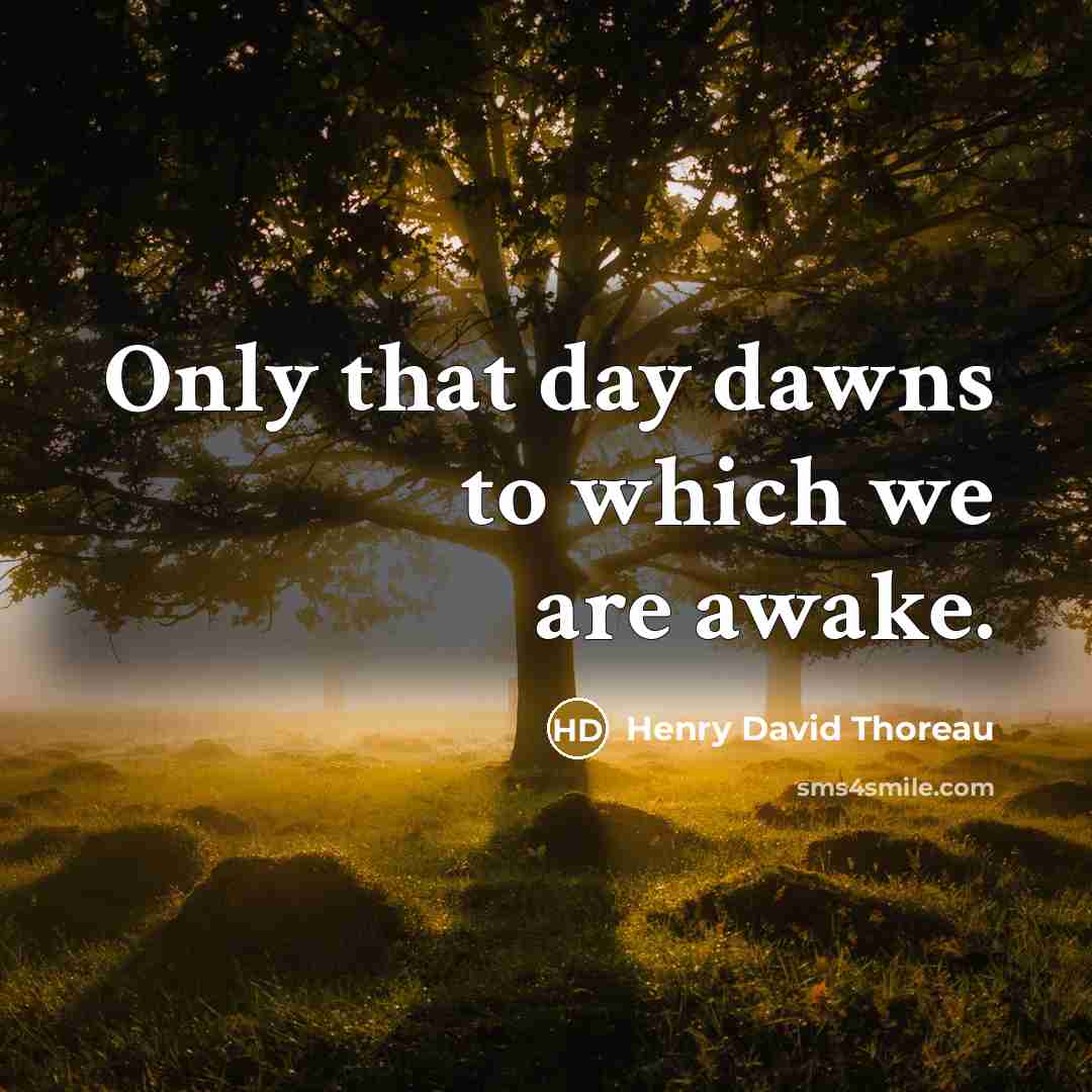 “Only that day dawns to which we are awake.” quote by Henry David Thoreau