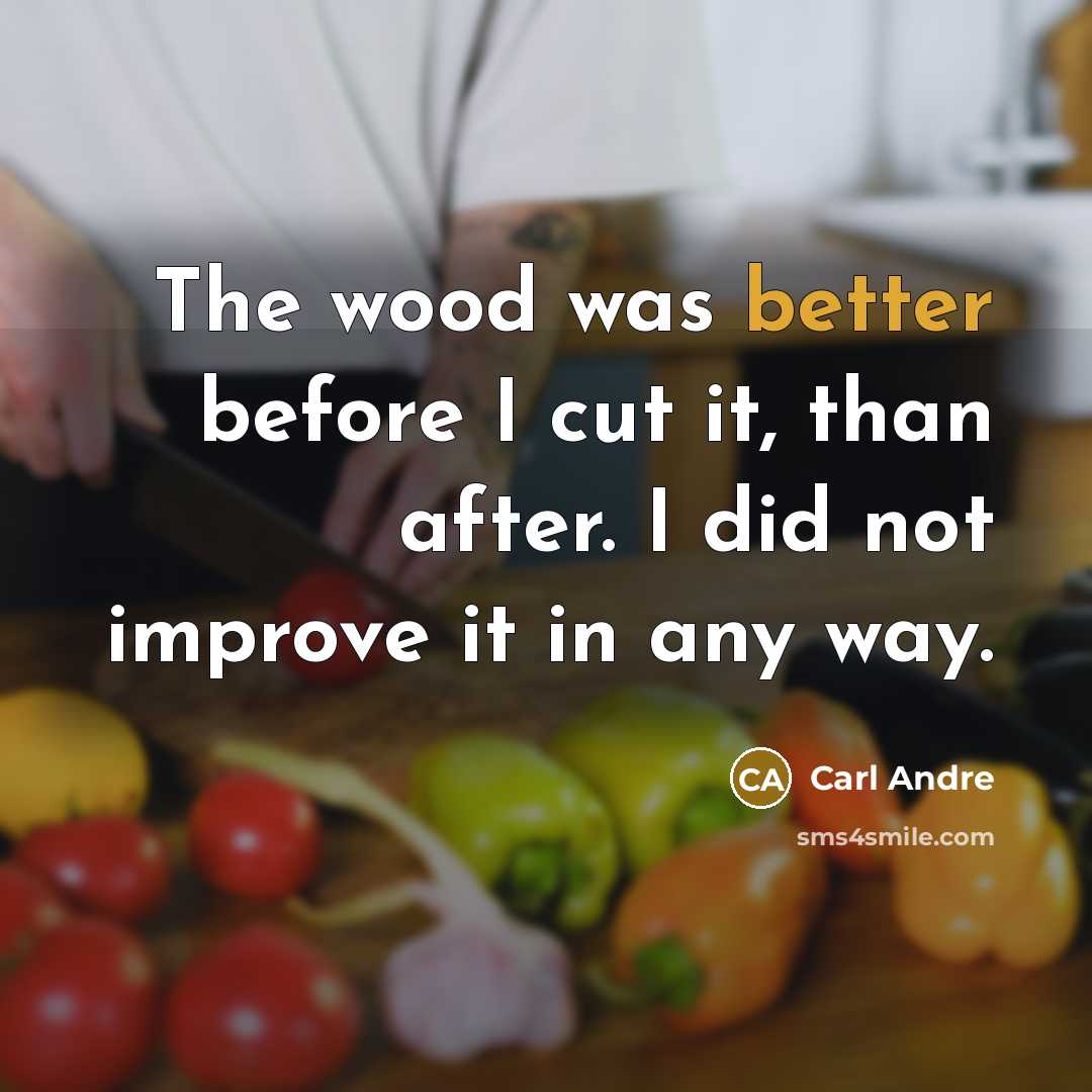 “The wood was better before I cut it, than after. I did not improve it in any way.” quote by Carl Andre