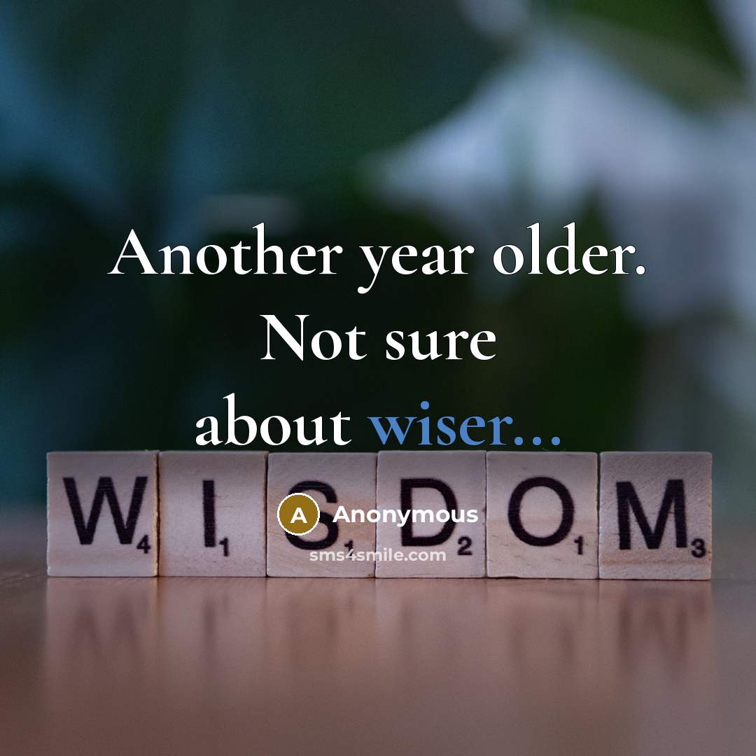 “Another year older. Not sure about wiser...” quote by Anonymous