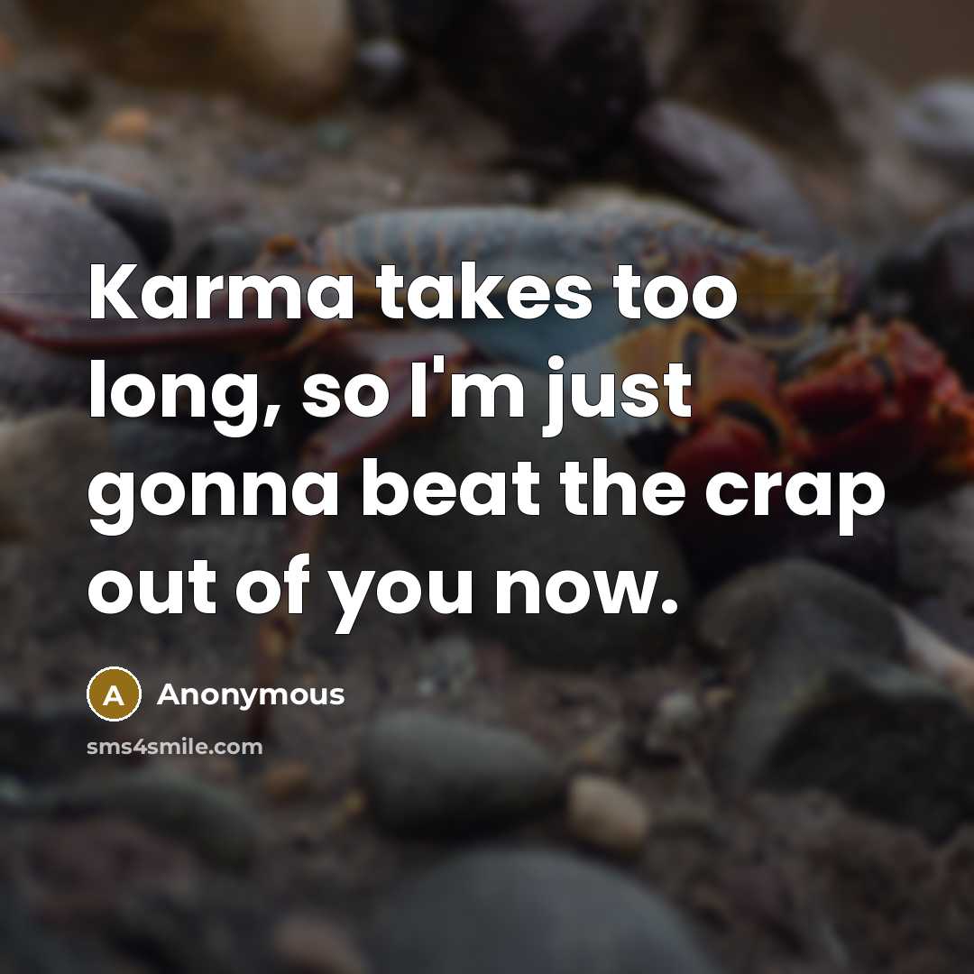 “Karma takes too long, so I'm just gonna beat the crap out of you now.” quote by Anonymous