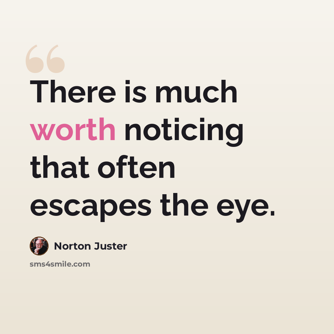 “There is much worth noticing that often escapes the eye.” quote by Norton Juster