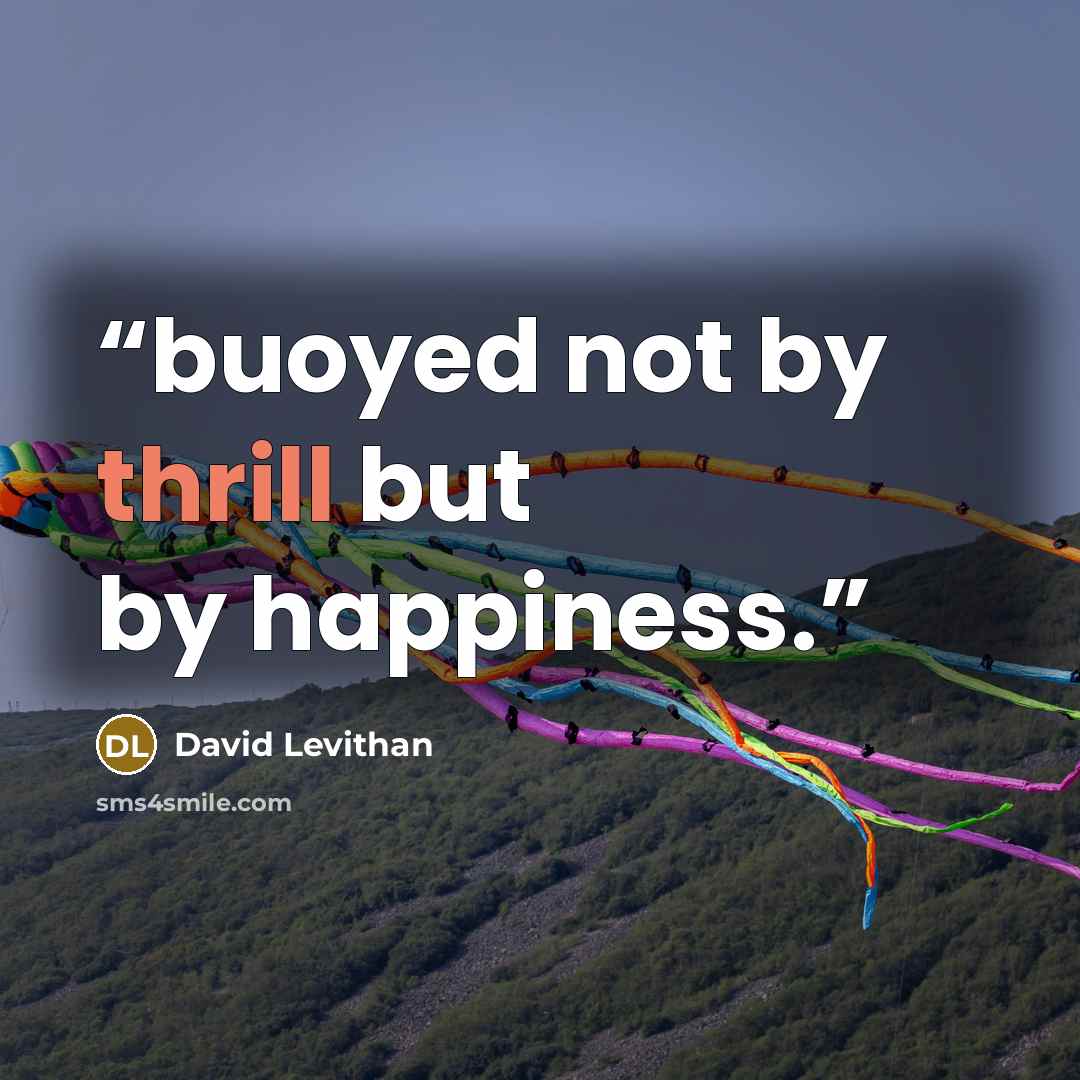 “buoyed not by thrill but by happiness.” quote by David Levithan