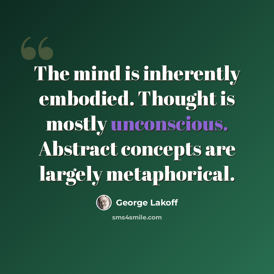 “The mind is inherently embodied. Thought is mostly unconscious. Abstract concepts are largely metaphorical.” quote by George Lakoff