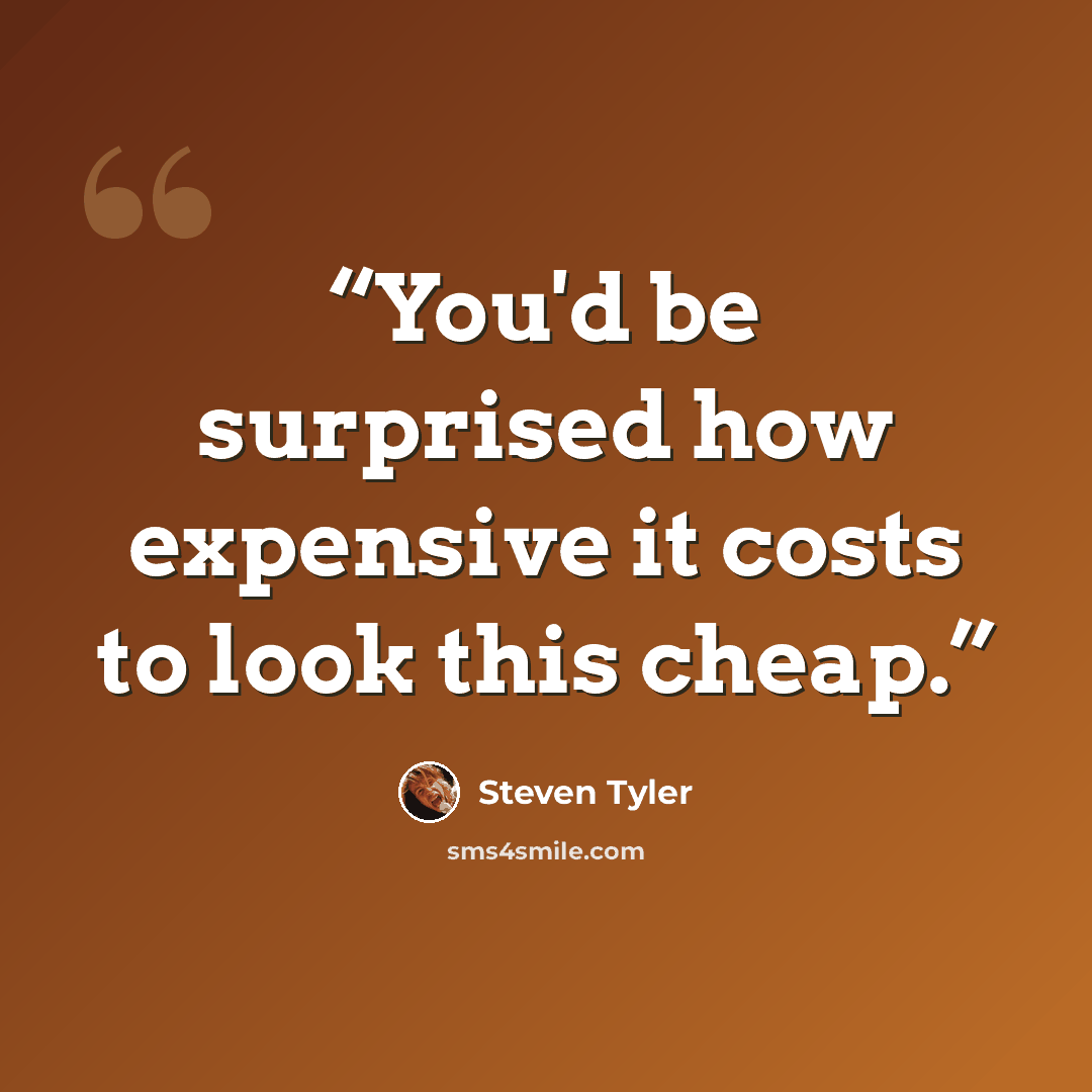 “You'd be surprised how expensive it costs to look this cheap.” quote by Steven Tyler